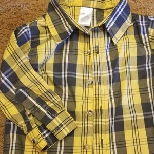Dress shirt plaid yellow and gray